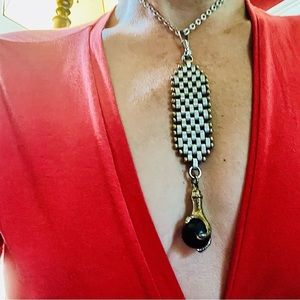 Antique Silver Claw red orb watch fob circa 1890s.